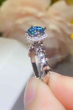 925 Sterling Silver 1 Carat Moissanite Cluster Ring - Ladyez