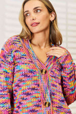 Woven Right V-Neck Long Sleeve Cardigan - Ladyez