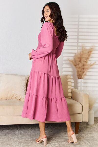Culture Code Full Size Ruffle Trim Smocked Tiered Dress - Ladyez