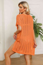 Openwork Side Slit Knit Dress - Ladyez