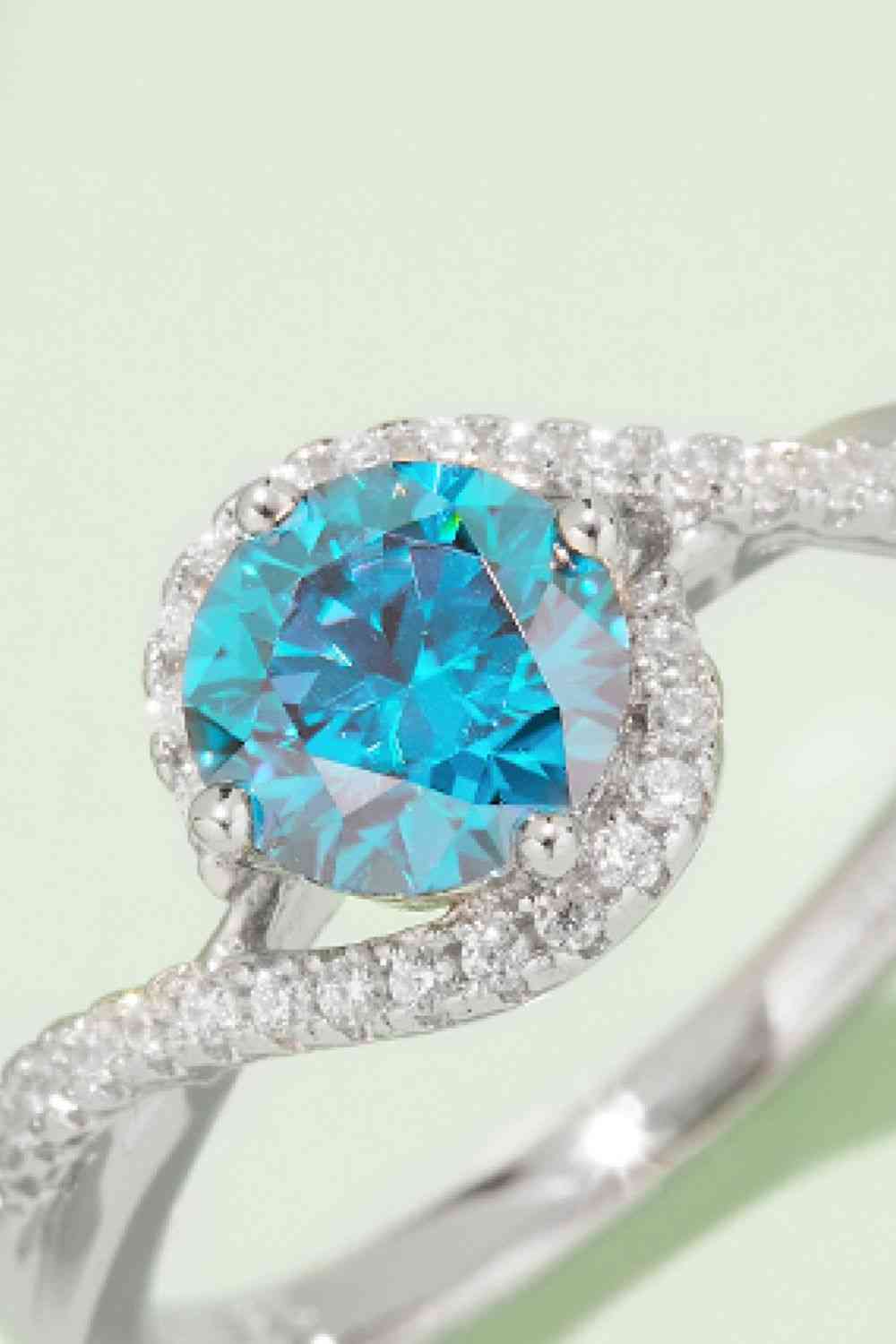 1 Carat Moissanite Contrast 925 Sterling Silver Ring - Ladyez