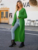 Full Size Collared Open Front Duster Cardigan - Ladyez