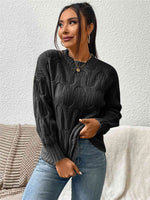 Round Neck Long Sleeve Sweater - Ladyez