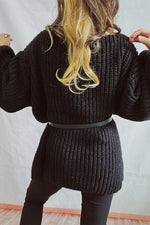 Boat Neck Dropped Shoulder Mini Sweater Dress - Ladyez