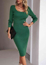Rib-Knit Slit Sweater Dress - Ladyez