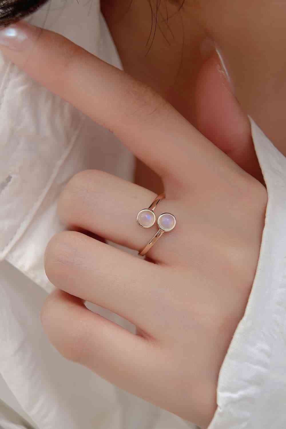 High Quality Natural Moonstone 925 Sterling Silver Toi Et Moi Ring - Ladyez