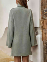 Turtleneck Dropped Shoulder Sweater Dress - Ladyez