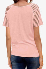 V-Neck Raglan Sleeve Tee - Ladyez