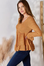 Hailey & Co Full Size V-Neck Flounce Sleeve Blouse - Ladyez