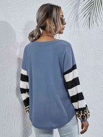 Leopard Striped Waffle-Knit Top - Ladyez