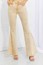 Color Theory Flip Side Fray Hem Bell Bottom Jeans in Yellow - Ladyez