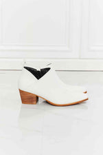 MMShoes Trust Yourself Embroidered Crossover Cowboy Bootie in White - Ladyez