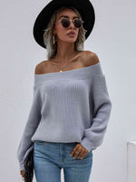 Double Take Off-Shoulder Rib-Knit Sweater - Ladyez