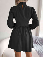 Cutout Turtleneck A-Line Mini Dress - Ladyez