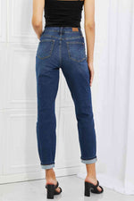 Judy Blue Crystal Full Size High Waisted Cuffed Boyfriend Jeans - Ladyez