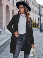 Open Front Long Sleeve Blazer - Ladyez