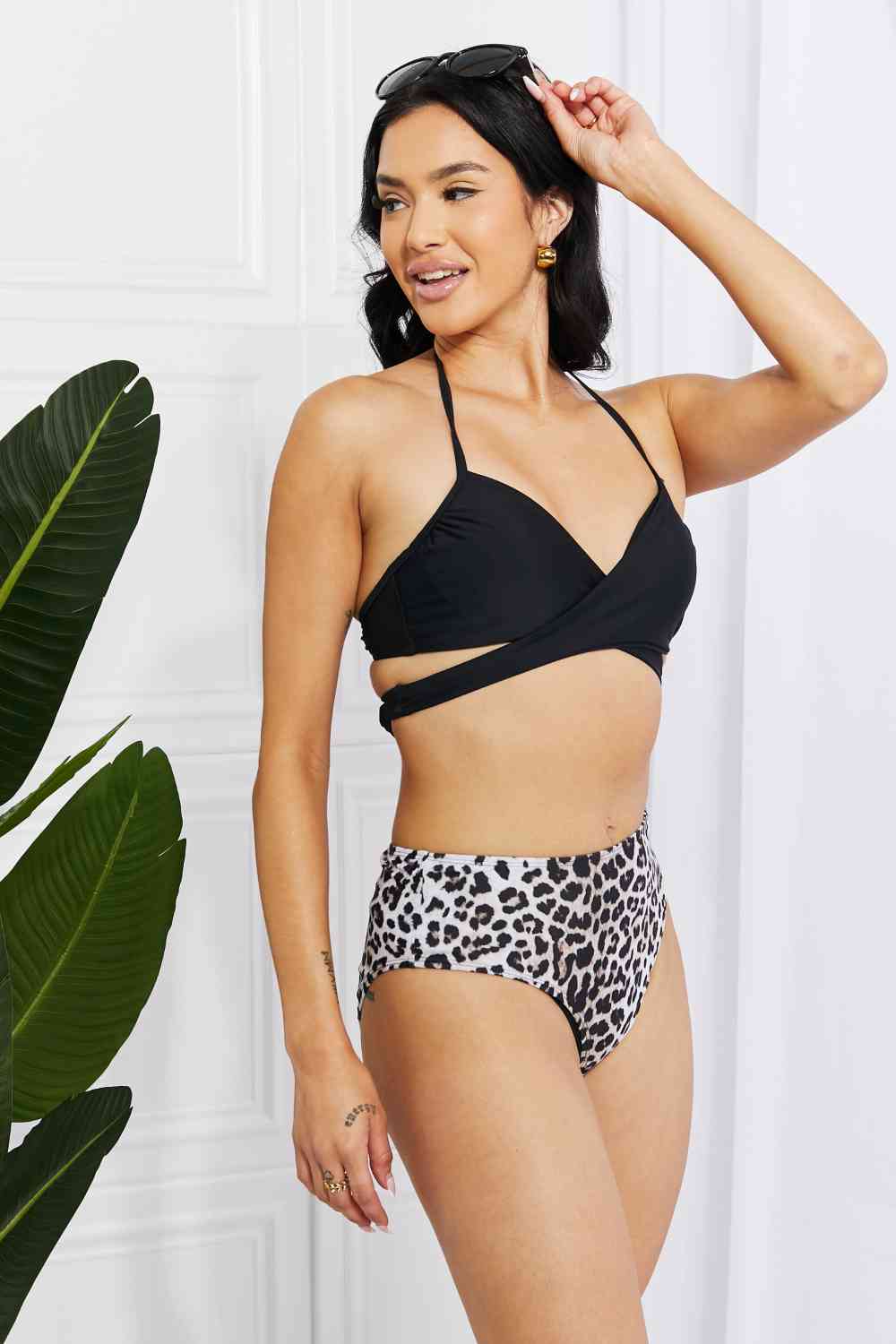 Marina West Swim Summer Splash Halter Bikini Set in Black - Ladyez