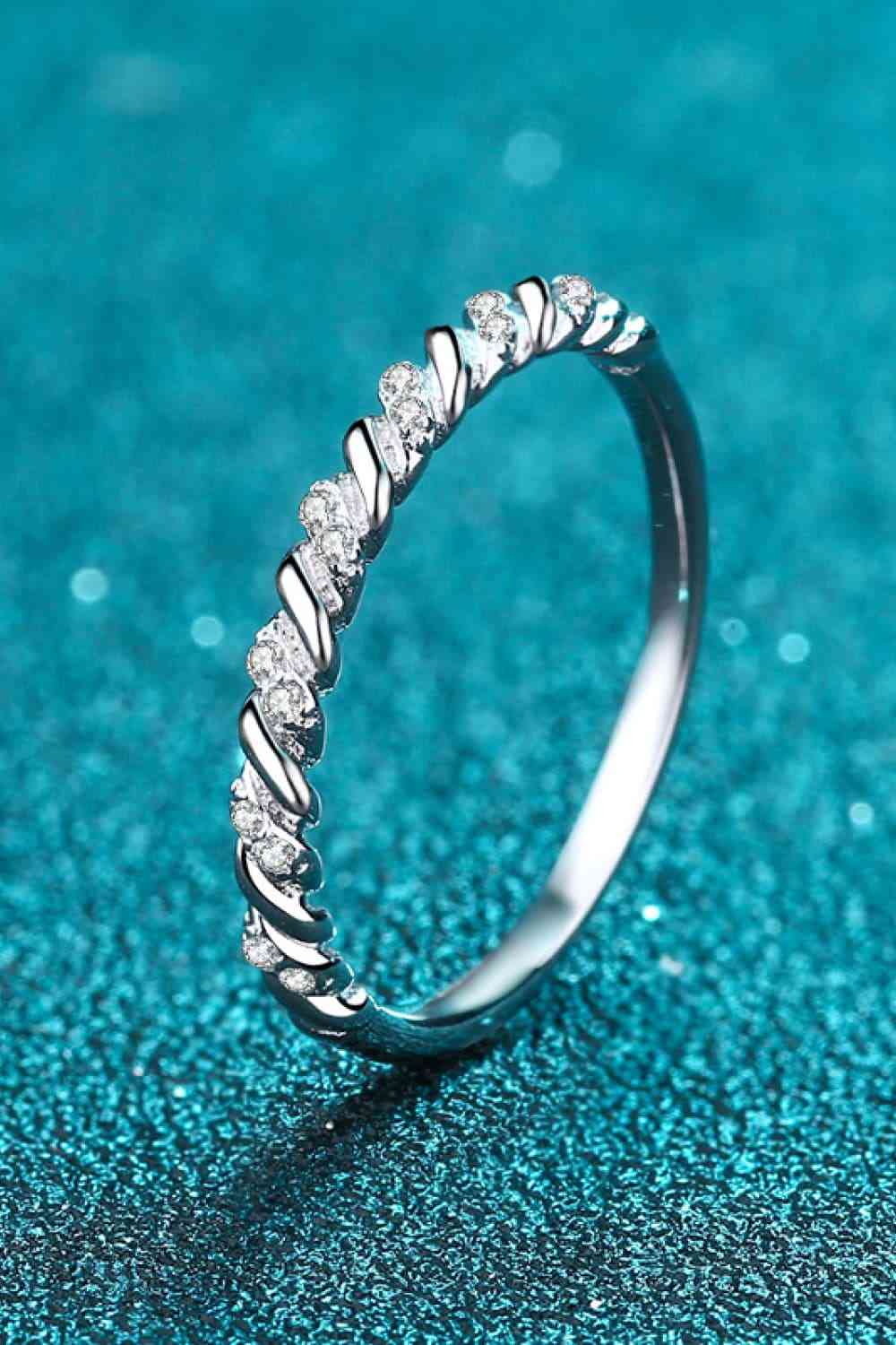 Moissanite Rhodium-Plated Half-Eternity Ring - Ladyez
