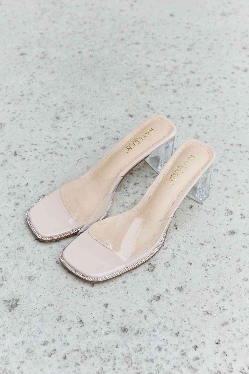 DDK Make Myself Clear Mule Block Heels - Ladyez