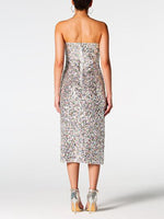 Sequin Straight Neck Midi Wrap Dress - Ladyez