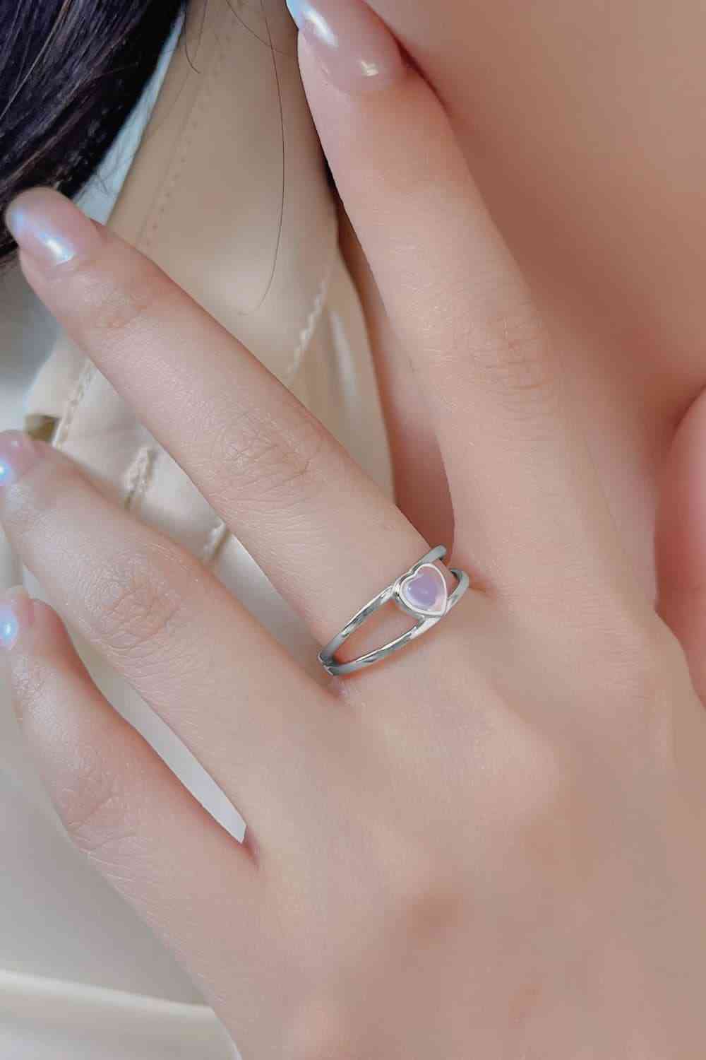 Moonstone Heart 925 Sterling Silver Ring - Ladyez