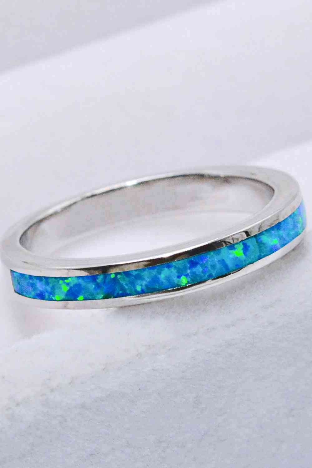 925 Sterling Silver Opal Ring in Sky Blue - Ladyez