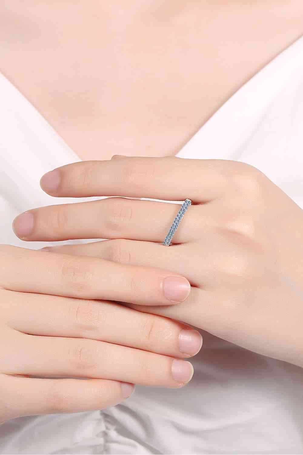 Moissanite 925 Sterling Silver Half-Eternity Ring - Ladyez