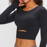 Long Sleeve Cropped Top With Sports Strap - Ladyez