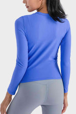 Round Neck Long Sleeve Sports Top - Ladyez