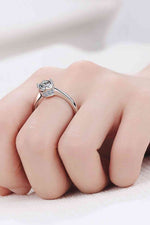 1 Carat Moissanite Rhodium-Plated Solitaire Ring - Ladyez