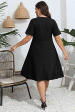 Plus Size Round Neck Openwork Dress - Ladyez