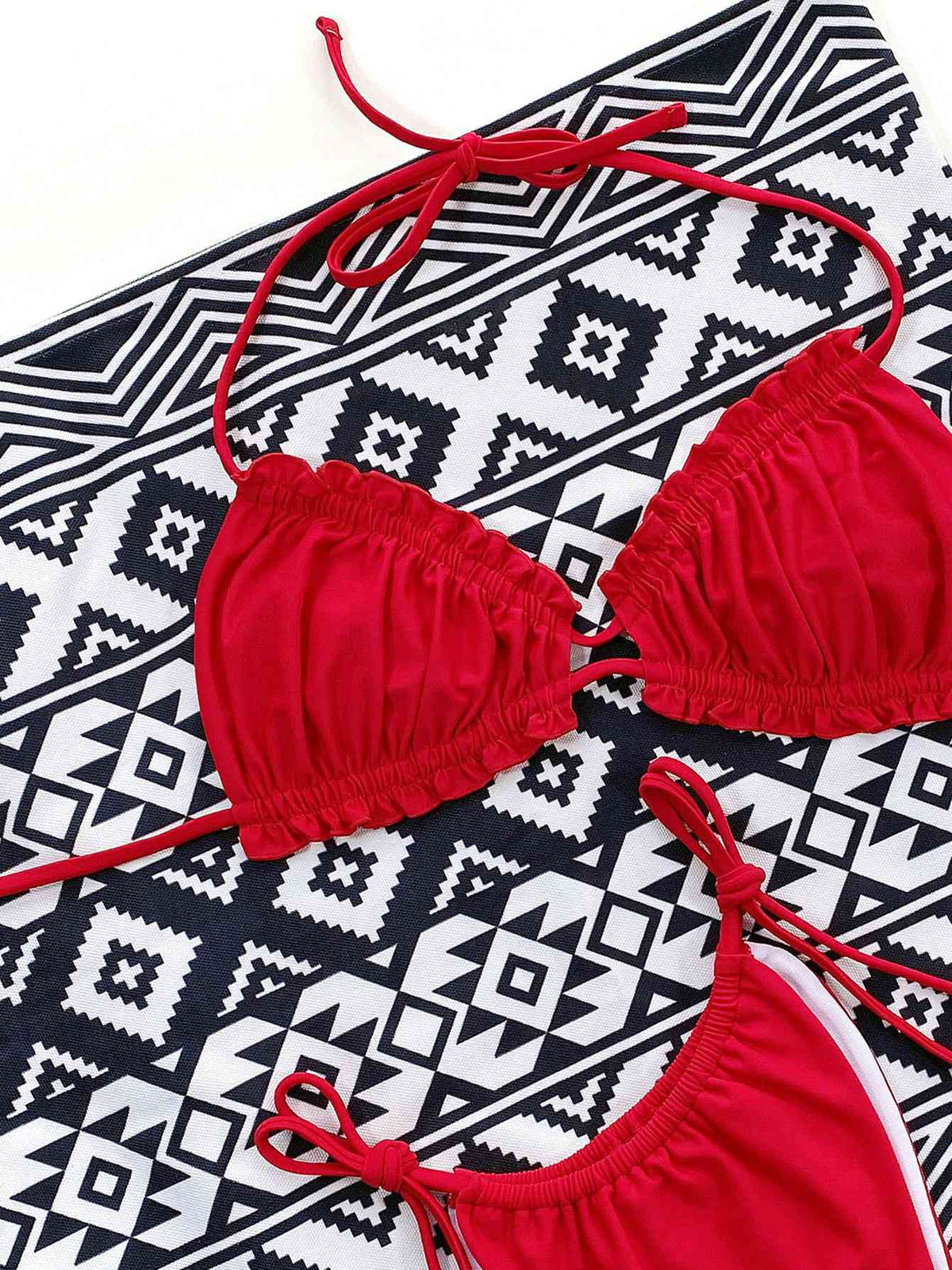 Frill Trill Halter Neck Bikini Set - Ladyez