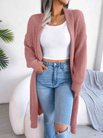 Open Front Dropped Shoulder Longline Cardigan - Ladyez