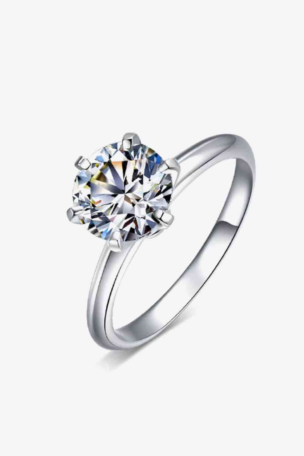 Adored 925 Sterling Silver 3 Carat Moissanite 6-Prong Ring - Ladyez