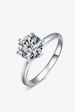 Adored 925 Sterling Silver 3 Carat Moissanite 6-Prong Ring - Ladyez