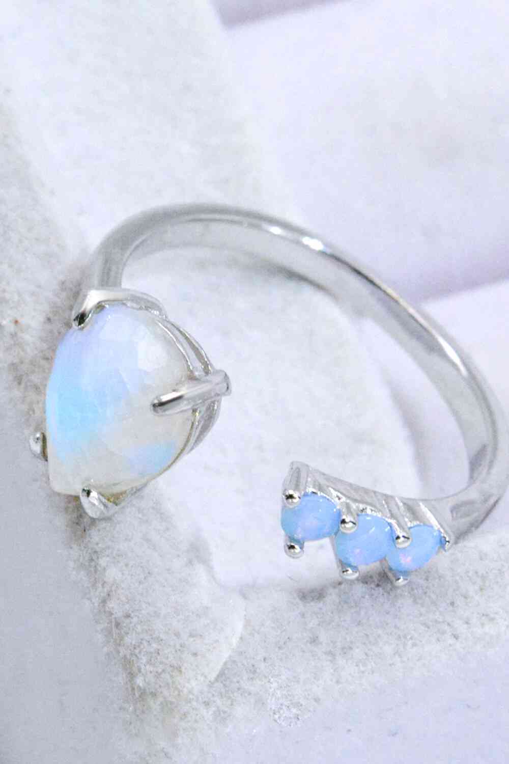 18K Rose Gold-Plated Moonstone Open Ring - Ladyez