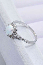 Platinum-Plated 4-Prong Opal Ring - Ladyez