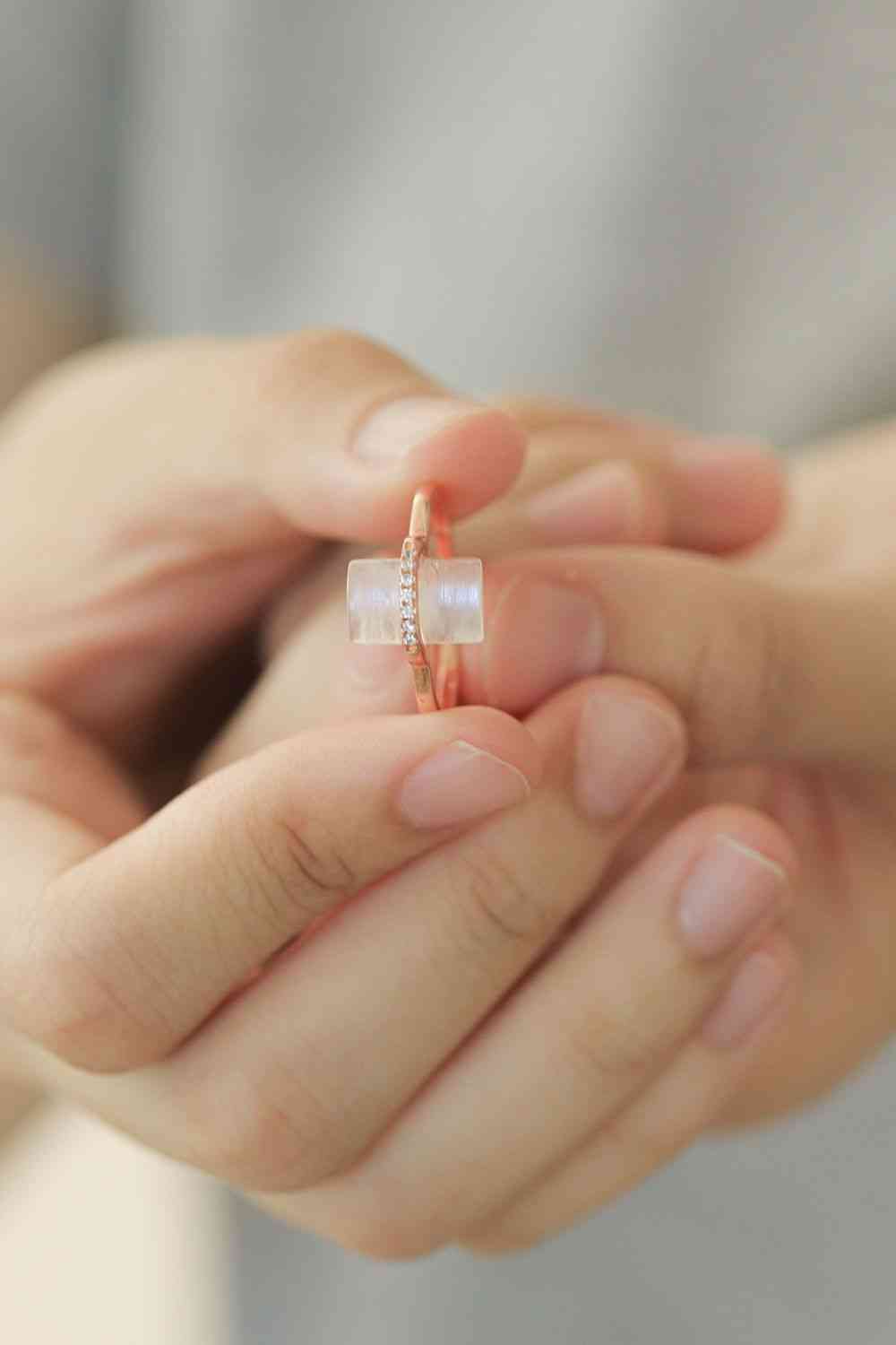 Natural Moonstone Platinum-Plated Ring - Ladyez
