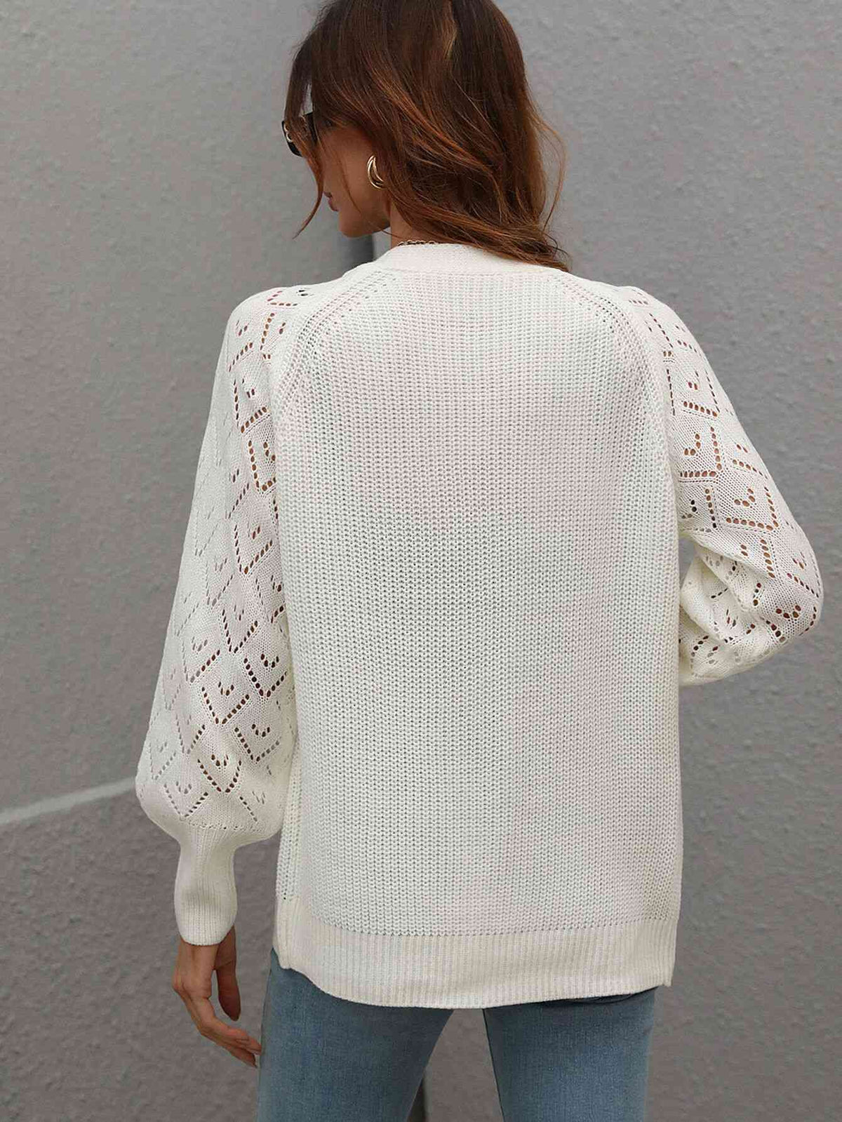Double Take Rib-Knit Plunge Raglan Sleeve Cardigan - Ladyez