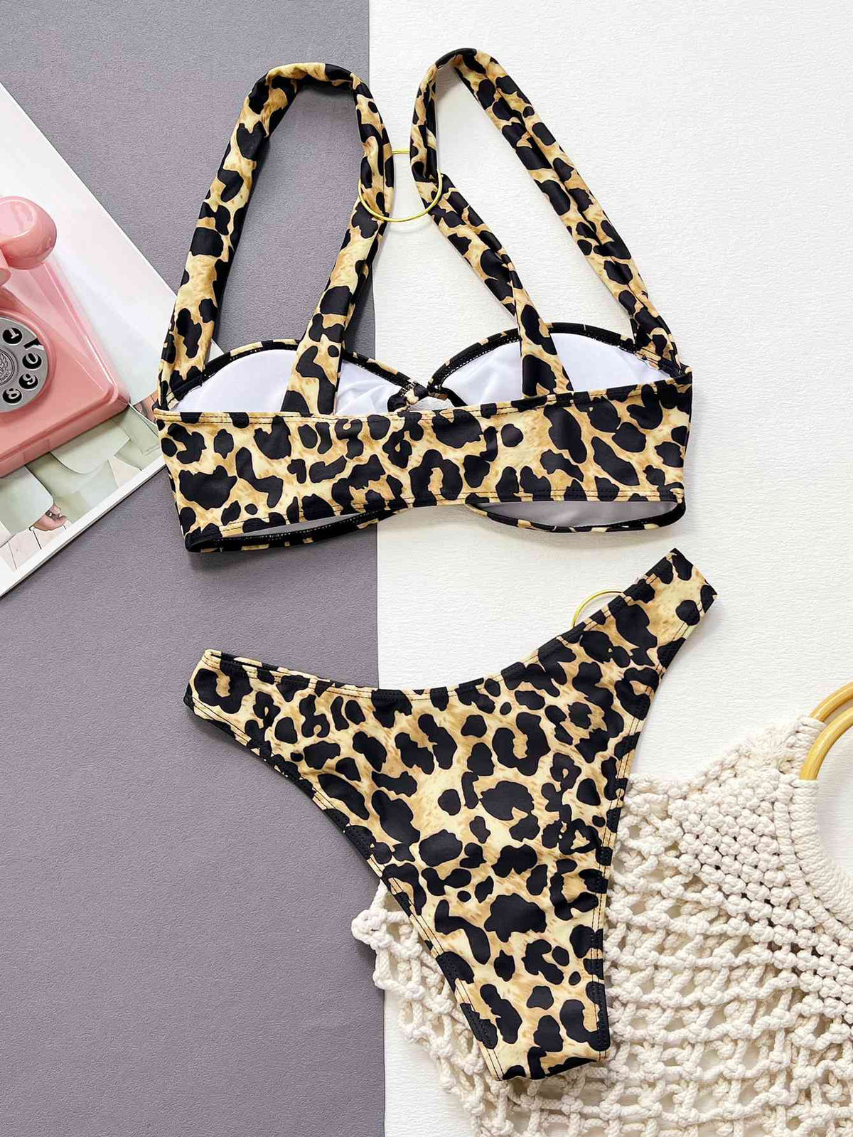 Leopard Ring Detail Bikini Set - Ladyez