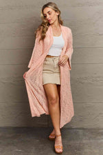 POL You Make Me Blush Open Front Maxi Cardigan - Ladyez