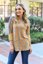 Celeste Design Full Size Leopard Star Contrast Top - Ladyez