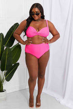 Marina West Swim Take A Dip Twist High-Rise Bikini in Pink - Ladyez