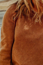 Plus Size Waffle-Knit Round Neck Long Sleeve Blouse - Ladyez