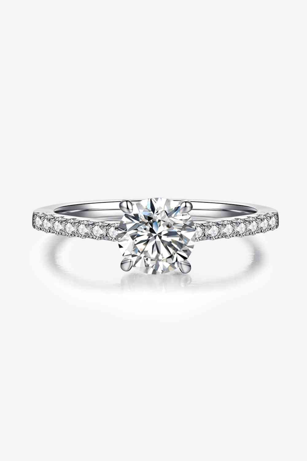 1 Carat Moissanite 925 Sterling Silver Side Stone Ring - Ladyez