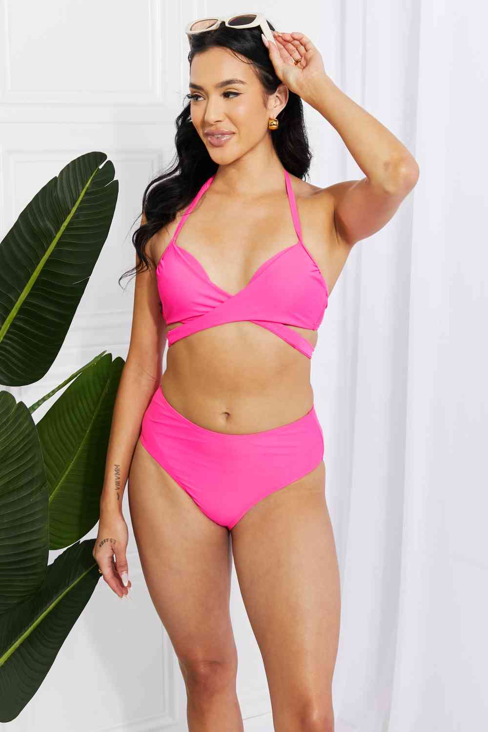Marina West Swim Summer Splash Halter Bikini Set in Pink - Ladyez