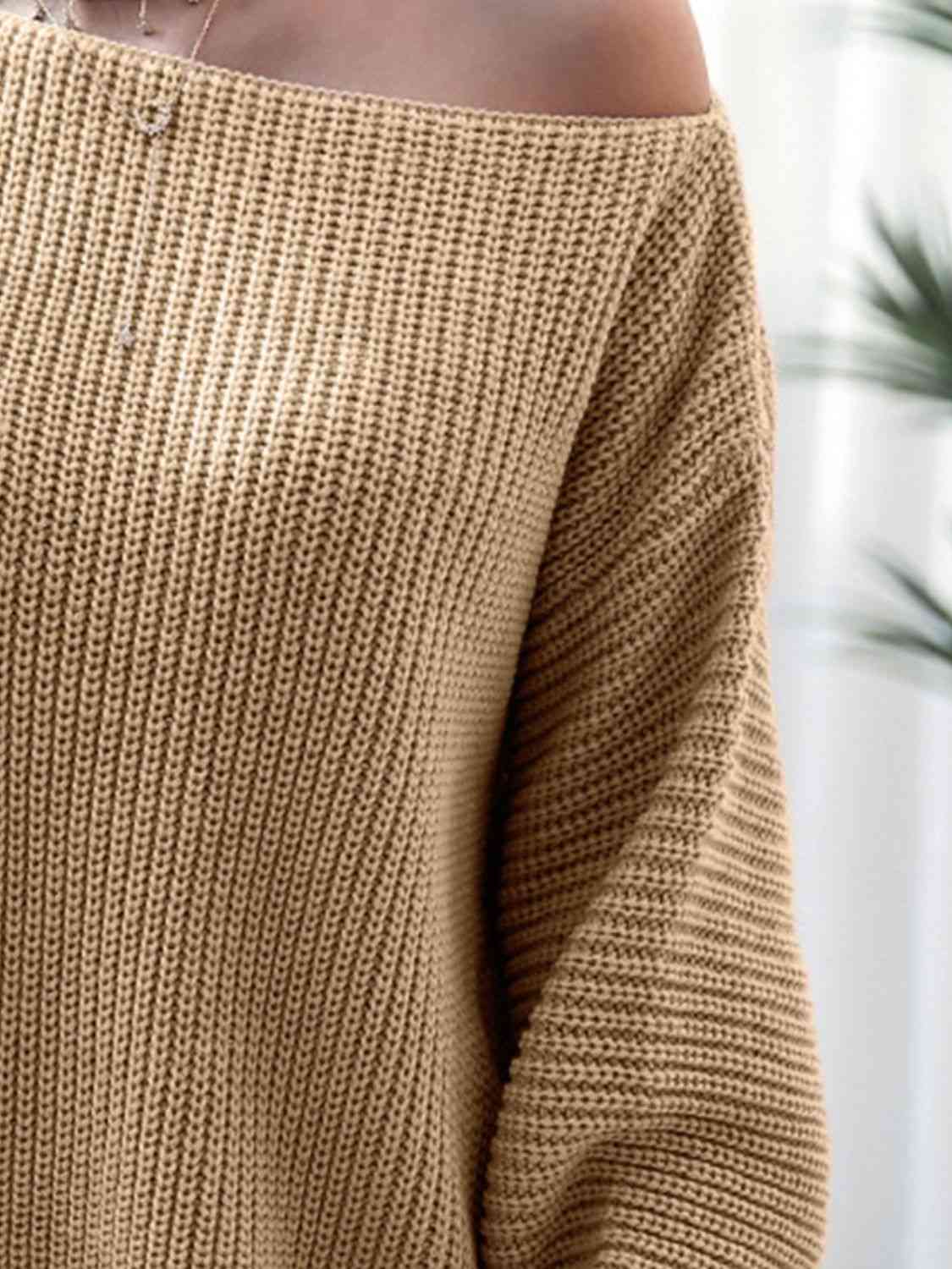 Rib-Knit Mini Sweater Dress - Ladyez