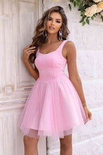 Wide Strap Mesh Dress - Ladyez