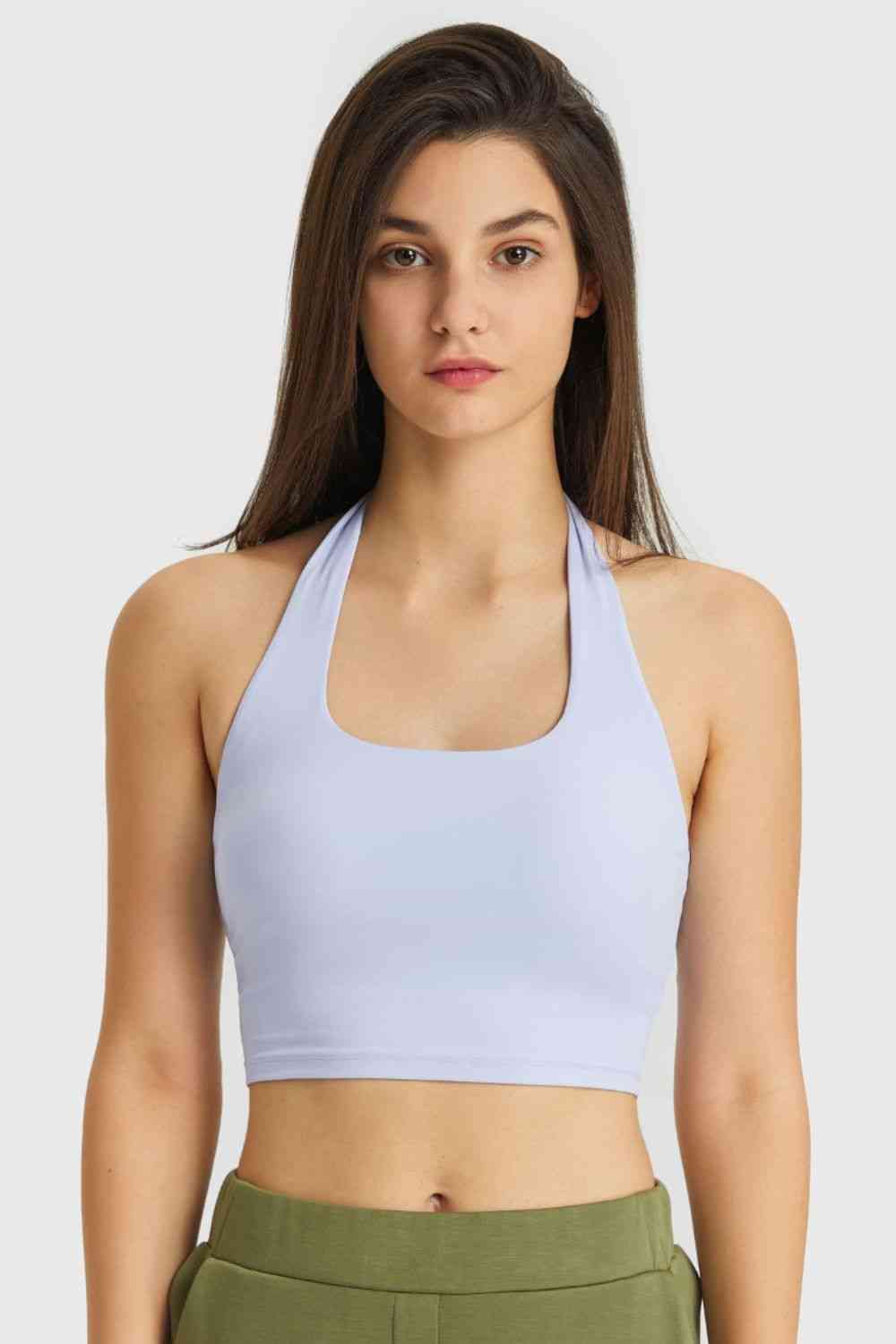 Breathable Halter Neck Sports Bra - Ladyez