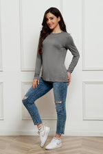 Basic Bae Full Size Round Neck Long Sleeve Top - Ladyez
